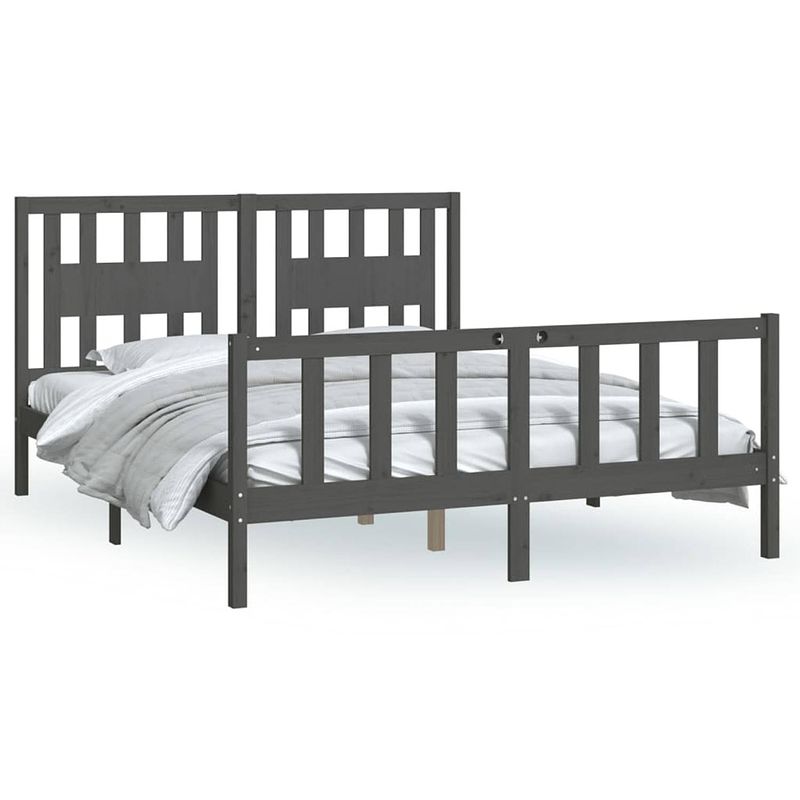 Foto van The living store bedframe - klassiek houten - bedframe - afmeting- 205.5 x 165.5 x 69.5 cm - ken- massief grenenhout -