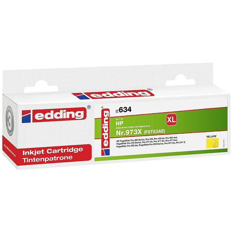 Foto van Edding cartridge vervangt hp 973x (f6t83ae) compatibel geel edd-634 18-634