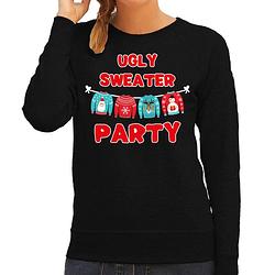 Foto van Zwarte kersttrui / kerstkleding ugly sweater party voor dames 2xl - kerst truien