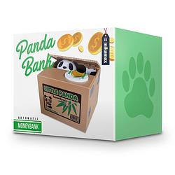 Foto van Panda bank - stelende panda - stimulans om te sparen - 10 x 11,5 x 12 cm - panda spaarpot - groen/zwart