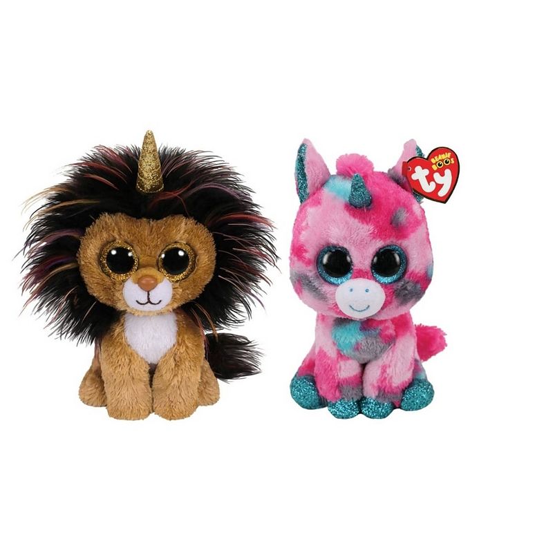 Foto van Ty - knuffel - beanie boo's - gumball unicorn & ramsey lion