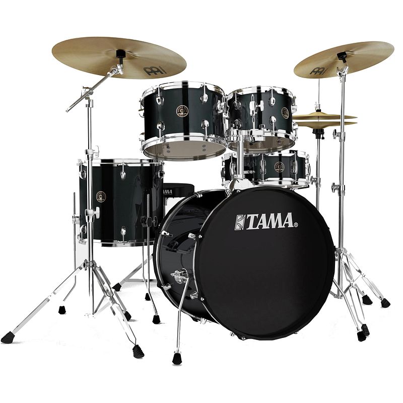 Foto van Tama rm50yh6-bk rhythm mate black 5d. drumstel incl. meinl bekkenset