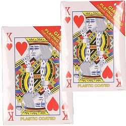 Foto van Xl speelkaarten 2x pakjes rood 17 x 12 cm - kaartspel