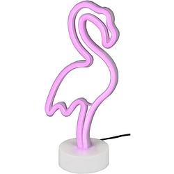 Foto van Led tafellamp - trion flamingo - 1w - usb - rond - mat wit - kunststof