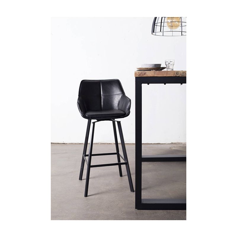 Foto van Giga meubel - barstoel zwart - pu leer & metaal - zithoogte 65cm - barstoel shannon - giga