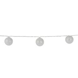 Foto van Lichtslinger/lichtsnoer met 10 decoratieve zilveren balletjes 150 cm op batterijen - lichtsnoeren