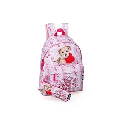 Foto van Meisjes roze rugzak met print van hondje + gratis pennenetui