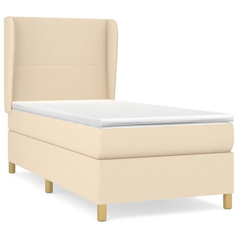 Foto van The living store boxspringbed - comfort - bed - 203 x 103 x 118/128 cm - crème - pocketvering matras - middelharde