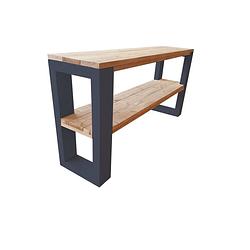 Foto van Wood4you - sidetable neworleans roastedwood - - antraciet - eettafels 160 cm - bijzettafel