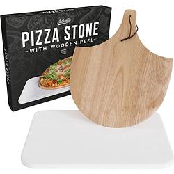 Foto van Gadgy pizzasteen met pizzaschep - cordieriet voor knapperige pizzabodem - pizzasteen - voor bbq, oven of kamado
