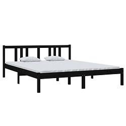 Foto van The living store houten bedframe - zwart - 160 x 200 cm - massief grenenhout