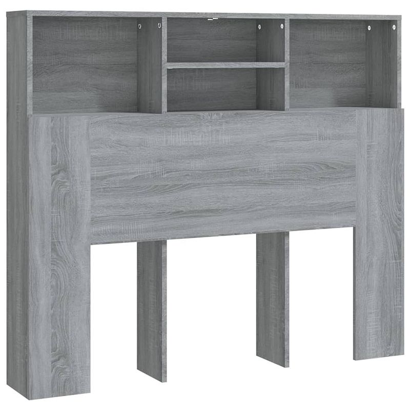 Foto van The living store hoofdbordkast x wandmontage - 120 x 19 x 103.5 cm - grijs sonoma eiken