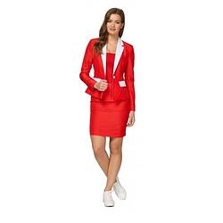 Foto van Suitmeister verkleedpak kerstvrouw dames polyester rood/wit