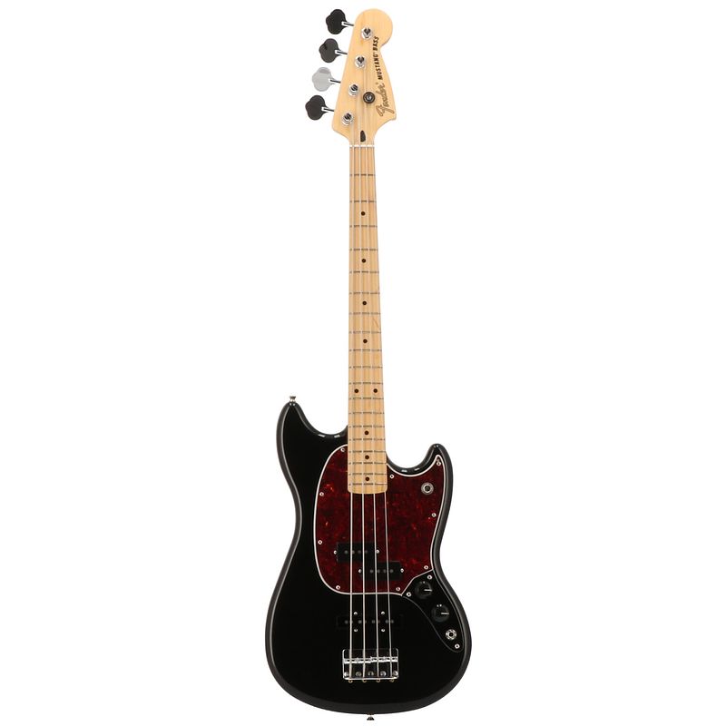 Foto van Fender player mustang bass pj black mn limited edition elektrische basgitaar