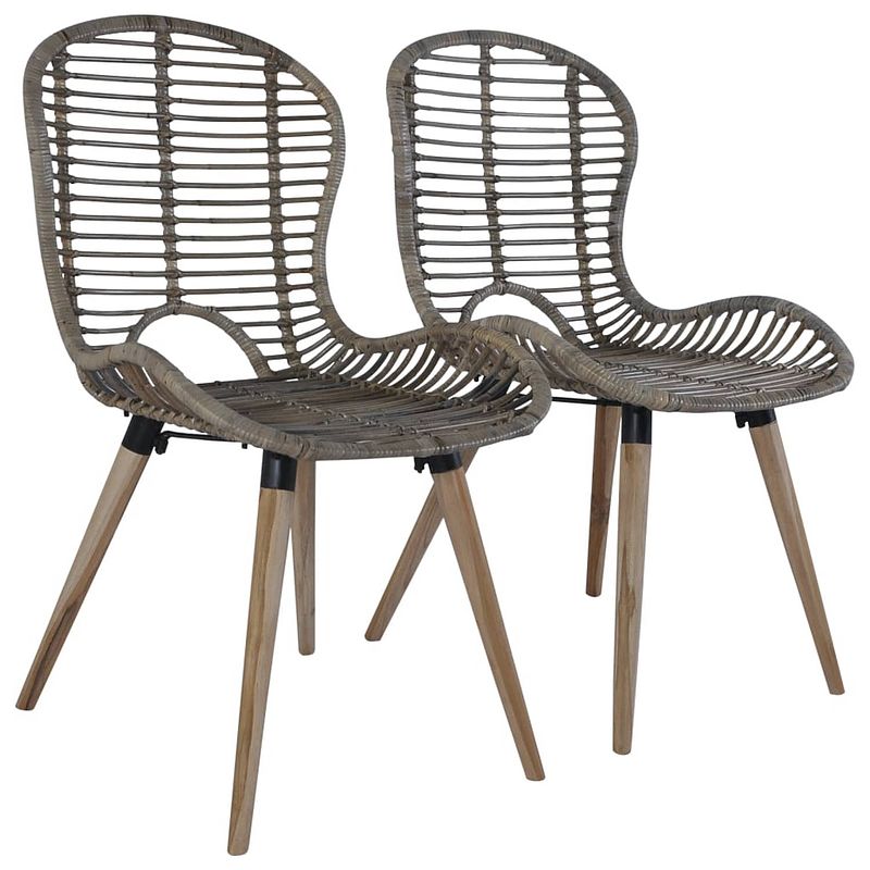 Foto van The living store rattan eetkamerstoelen - 48 x 64 x 85 cm - vintage stijl