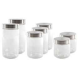 Foto van Set van 7x keuken voedsel opslag voorraadpotten glas in 3 formaten - voorraadpot