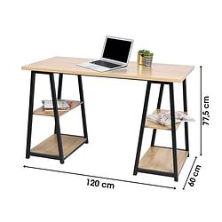 Foto van Gebor - bureau - buro - thuiswerk plek - scandinavische look - zwart - metaal - hout - 4 planken - opgeruimd