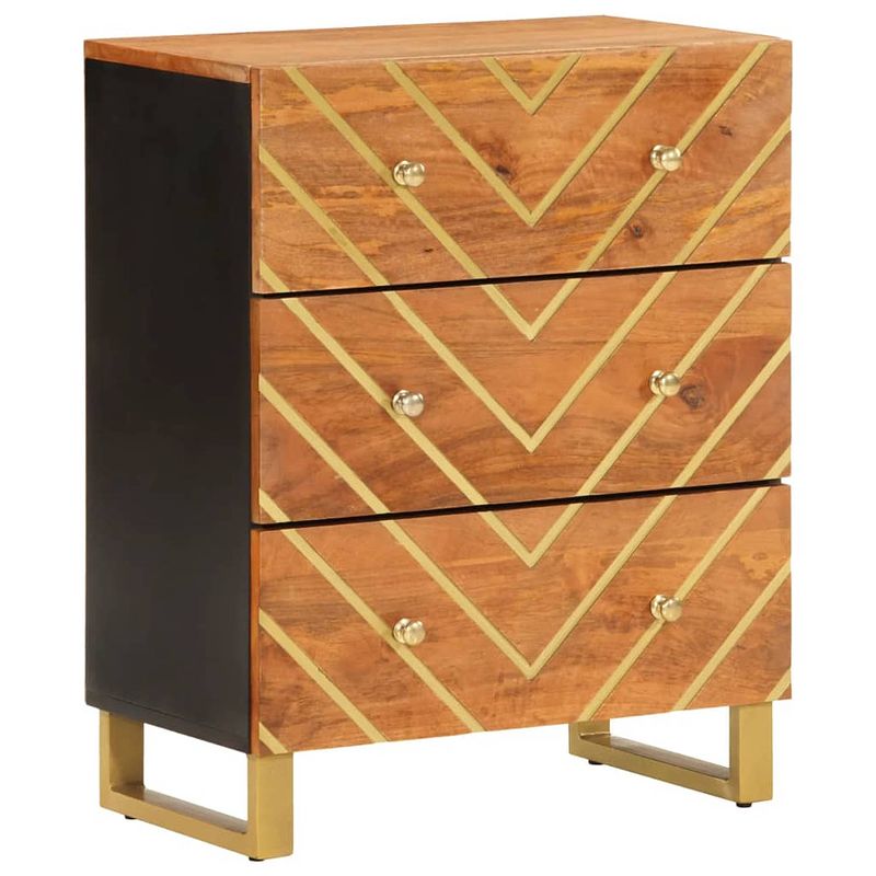 Foto van Vidaxl dressoir 60x33,5x75 cm massief mangohout bruin en zwart