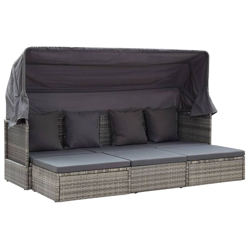 Foto van Vidaxl tuinbed met luifel poly rattan gemengd grijs