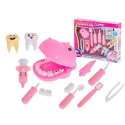 Foto van 13-delige speelgoed tandarts medische set nijlpaard roze