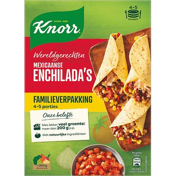 Foto van 1+1 gratis | knorr wereldgerechten maaltijdpakket mexicaanse enchilada's xxl 328g aanbieding bij jumbo