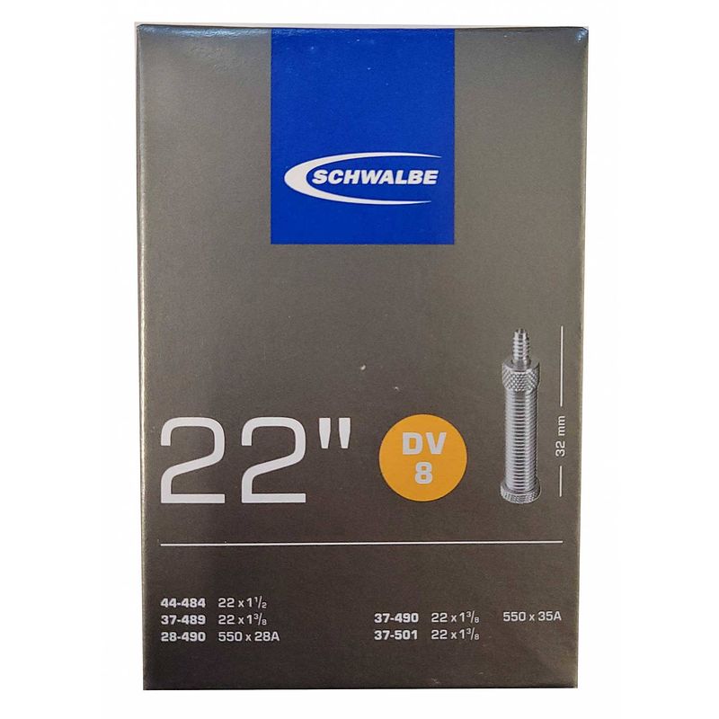 Foto van Schwalbe binnenband dv8 22 x 1 3/8 (28/44-489/484) dv 32 mm