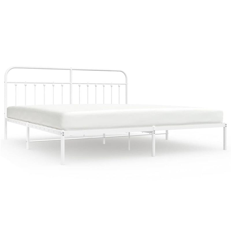 Foto van The living store bedframe - klassiek - metalen constructie - 207 x 206 x 100 cm - wit