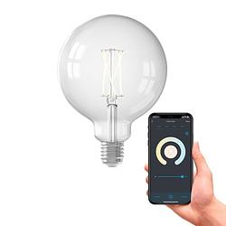 Foto van Calex smart led filament helder globelamp g125 e27 220-240v 7,5w 1055lm 1800-3000k