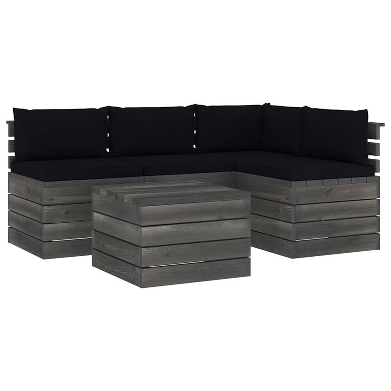 Foto van Vidaxl 5-delige loungeset met kussens pallet massief grenenhout