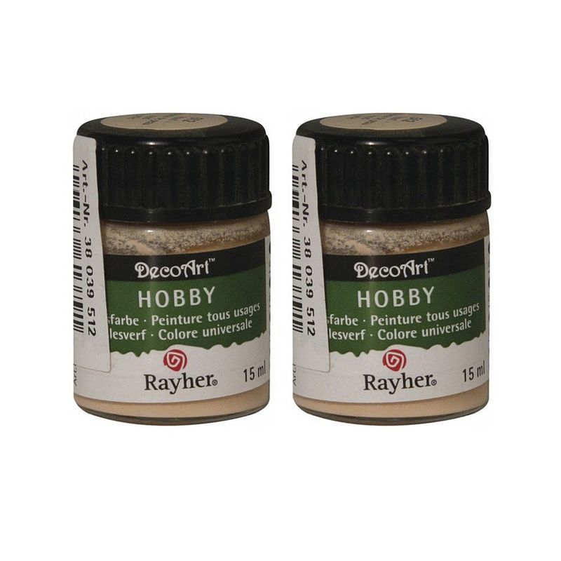 Foto van 2x acrylverf/hobbyverf beige 15 ml hobby materiaal - hobbyverf