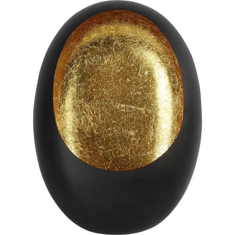 Foto van Non-branded waxinelichthouder eggy 44,5 cm staal zwart/goud