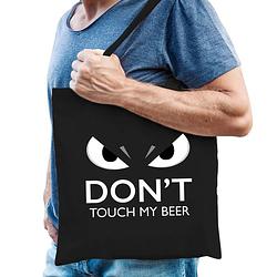 Foto van Dont touch bier cadeau katoenen tas zwart voor volwassenen - feest boodschappentassen