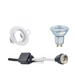 Foto van Led spot set - osram parathom par16 930 36d - gu10 fitting - dimbaar - inbouw rond - mat wit - 3.7w - warm wit 3000k -