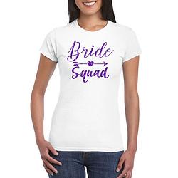 Foto van Wit bride squad t-shirt met paarse glitters dames xl - feestshirts