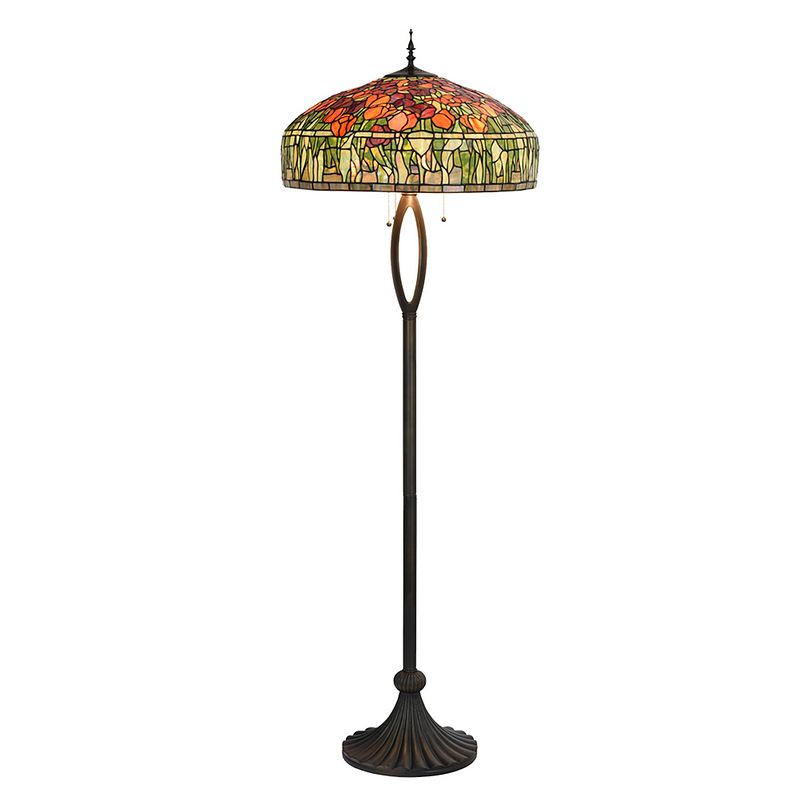 Foto van Lumilamp tiffany vloerlamp ø 56*165 cm groen oranje glas tulpen staande lamp staanlamp tiffany lamp groen staande lamp