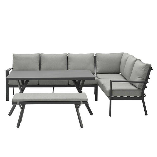 Foto van Garden impressions senja lounge dining set 4-delig rechts - donker grijs