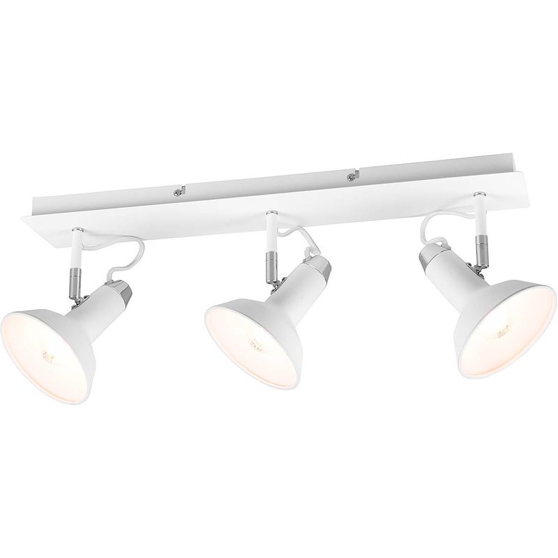 Foto van Led plafondspot - trion rollo - e14 fitting - 3-lichts - rechthoek - mat wit - aluminium