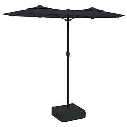 Foto van The living store parasol dubbel - zwart en donkergrijs - 316 x 145 x 240 cm - uv-beschermend polyester