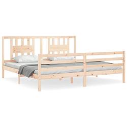 Foto van The living store bedframe - massief grenenhout - multiplex lattenbodem - 205.5 x 205.5 x 100 cm - geschikt voor 200 x