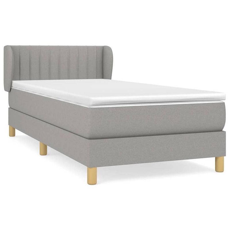 Foto van The living store boxspringbed - lichtgrijs - 203x103x78/88cm - duurzaam - verstelbaar hoofdbord - pocketvering matras -