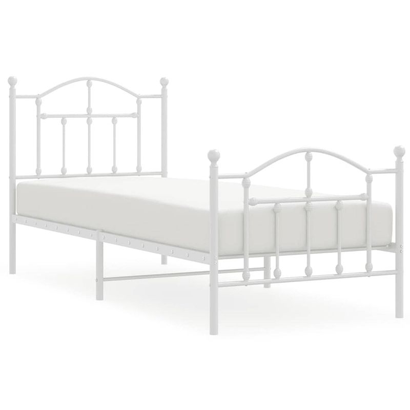 Foto van Vidaxl bedframe met hoofd- en voeteneinde metaal wit 90x190 cm