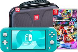 Foto van Nintendo switch lite turquoise + mario kart 8 deluxe + bigben beschermtas