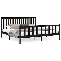 Foto van The living store klassiek houten bedframe - 205.5x206x101 cm - massief grenenhout