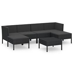 Foto van Vidaxl 7-delige loungeset met kussens poly rattan zwart