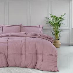 Foto van Dekbedovertrek washed tufted - tweepersoons (200x220 cm) - roze microvezel - dessin: effen - sleeptime - dekbed-discounter.nl