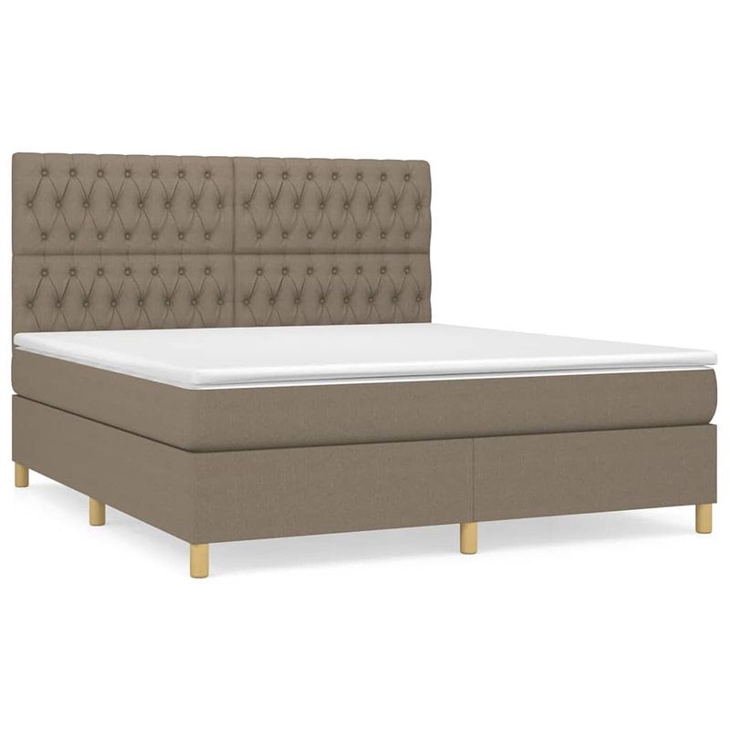 Foto van The living store boxspringbed - pocketvering - middelharde ondersteuning - taupe - 180x200x118/128 cm - incl - matras