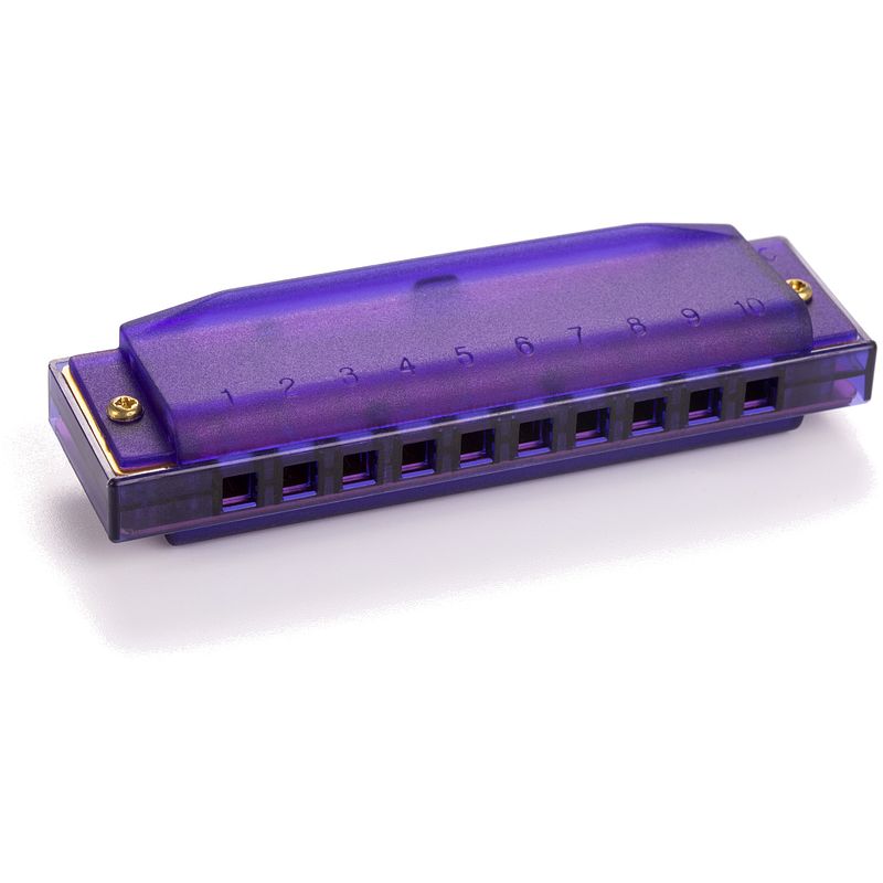 Foto van Hohner translucent harp c diatonische mondharmonica paars