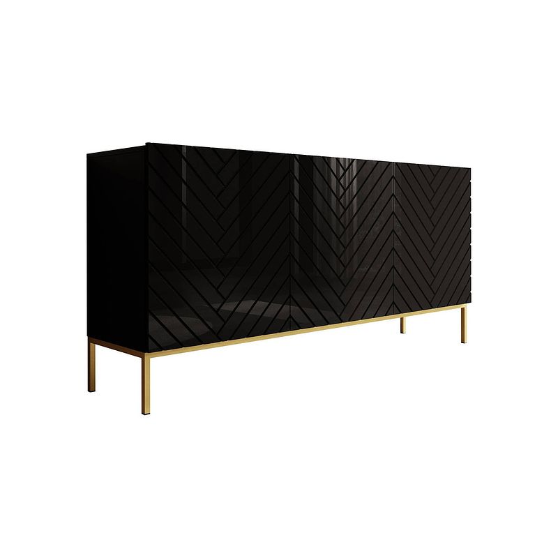 Foto van Meubella dressoir gallatin - zwart - 160 cm