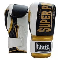 Foto van Super pro kickbokshandschoenen combat gear bruiser leer wit mt 16oz