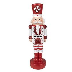 Foto van Clayre & eef kerstdecoratie beeld notenkraker 37 cm rood wit polyresin kerstfiguren rood kerstfiguren